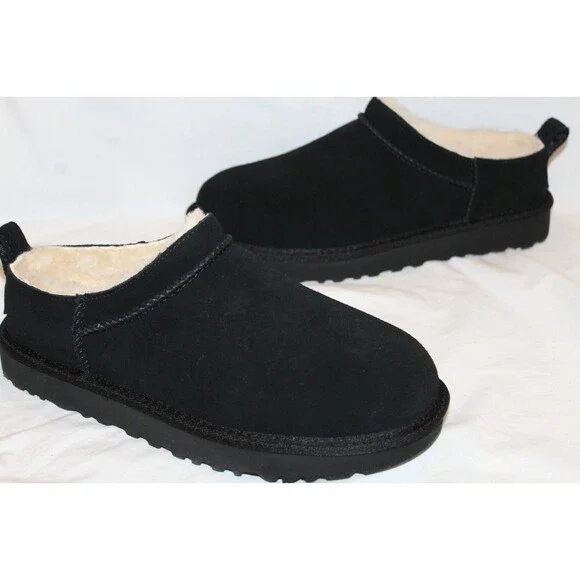 NIB UGG WOMEN'S MICRO MINI SUEDE SHEARLING LINED BOOTS BLACK US 7 EU 38 - Picture 2 of 8